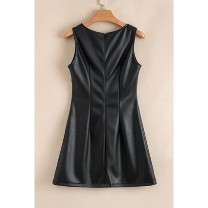 Black Vegan Leather Sleeveless Mini Dress