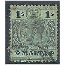 Malta 1914 SG81 1/- Black/Green on White Paper Good/Fine Used .