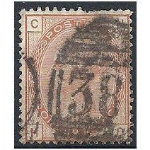 1881 SG163 1/- Orange-Brown Plate 14 Good Used "HC".. .