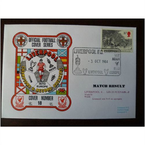 1984 Liverpool v Lech Poznan Dawn Football Cover 18 stamp European Cup Wark