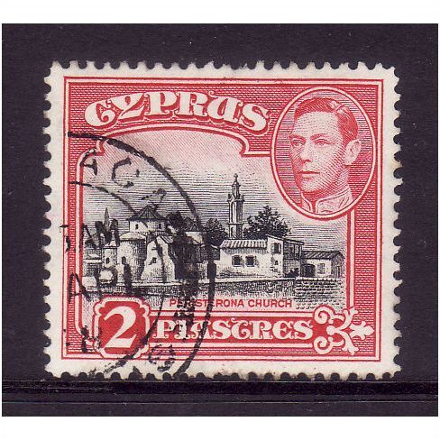CYPRUS 1942 SG 155b 2p BLACK AND CARMINE FINE USED #1