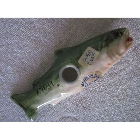 Vietri Ceramic Green Bass Trout Fish Pepper Shaker Italy