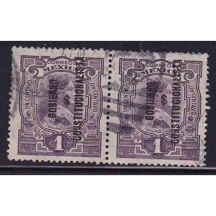 MEXICO 1914 GOBIERNO CONSTITUCIONALISTA 1c VALUE PAIR USED SGCT58 X 2
