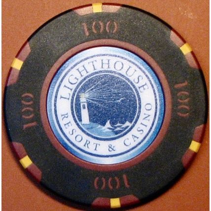 Lighthouse. $100 Casino Chip. Fantasy Chip. T11.