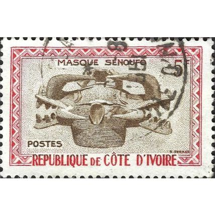 IVORY COAST, Senoufo Mask, red & brown 1960, 5f