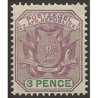 Transvaal 1897 SG220 3d Purple & Green Mounted Mint . ..