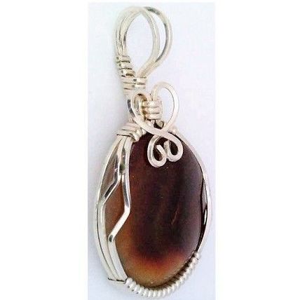 Fire Agate Sterling Silver Wire Wrap Gemstone Pendant 15