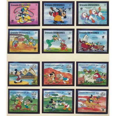 Grenada Grenadines Stamps, 5 Disney Short Sets, Mint Never Hinged