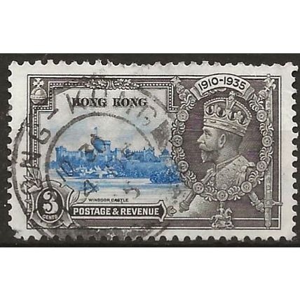 Hong Kong 1935 SG133 3c Ultramarine & Grey-Black Silver Jubilee Fine Used ..