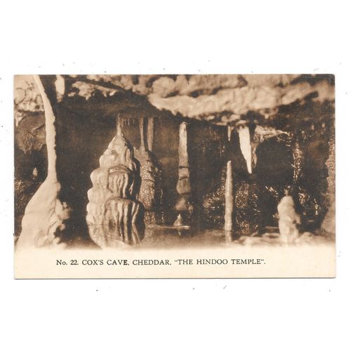 NICE PRINTED POSTCARD HINDOO TEMPLE COX'S CAVE CHEDDAR SOMERSET (1722)