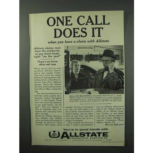 1960 Allstate Insurance Ad - One Call Does It