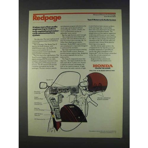 1982 Honda Type II Motorcycle Audio System Ad