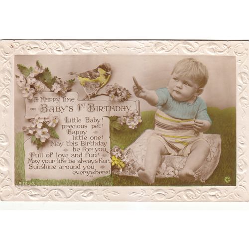 Vintage Colour Postcard - A Happy Time on Baby's Birthday pub Rotary