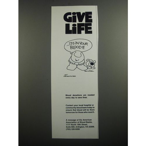 1991 American Association of Blood Banks Ad - Ziggy by Tom Wilson