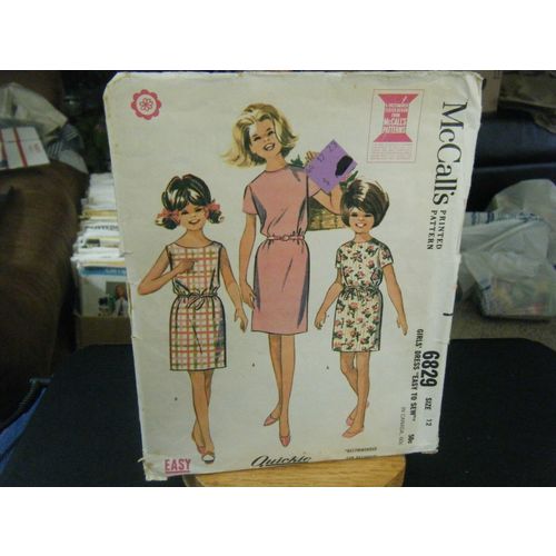 McCall's 6829 Girl's Easy to Sew Dress Pattern - Size 12 Chest 30 Waist 25