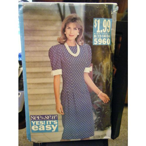Vintage Butterick See & Sew 5333 Misses Dress Pattern - Sizes 12 & 14