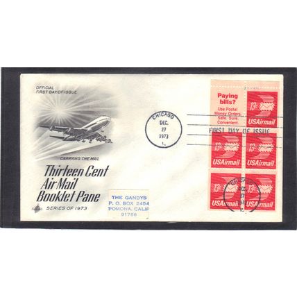 FDC Art Craft C79a 13c Winged Letter Pane/6 (Cachet-Label/A) CV41599