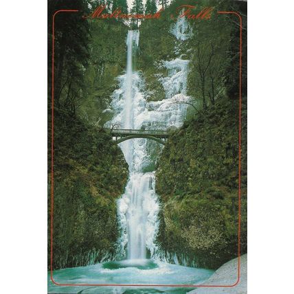 MULTNOMAH FALLS IN WINTER DRESS - OREGON - POSTCARD ~