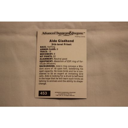 Aldo Gladhand 1992 TSR 2nd Edition Dungeons & Dragons NO.453