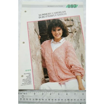 Woman's pattern 187 summery cardigan in butterfly stitch, cotton DK