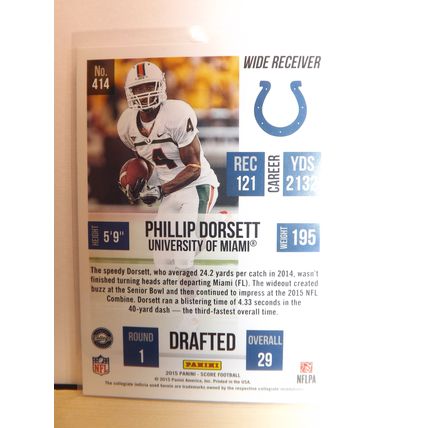 2015 Panini Score PHILLIP DORSETT (Colts) Rookie Card #414