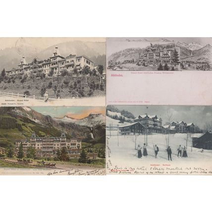 Posh Ladies Fashion Balancing In Snow Hotel Kurhaus Adelboden 4x Postcard s