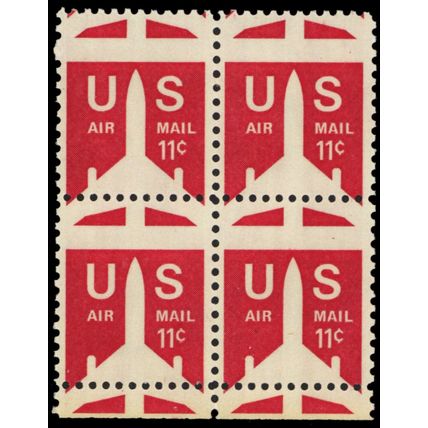 C78, Mint NH 11¢ Misperfed Error Margin Block of Four Airmail Stamps Stuart Katz
