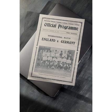 1935 England vs Germany at White Hart Lane Programme Cover A4 Print - CLEARANCE