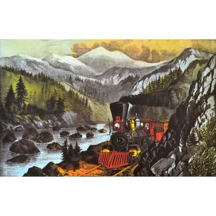 ROUTE TO CALIFORNIA 1952 Nathaniel Currier - James Merritt Ives - Train PRINT