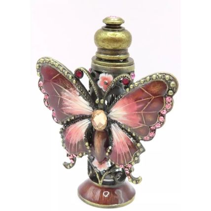 Pink Butterfly Perfume Bottle with Diamante Detail 7 CM Scent Gift Home Decor