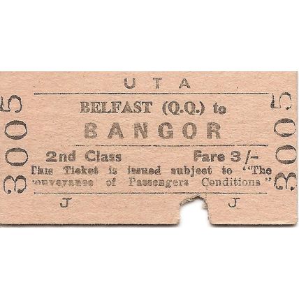U.T.A. Edmondson Ticket - Belfast Queen's Quay to Bangor