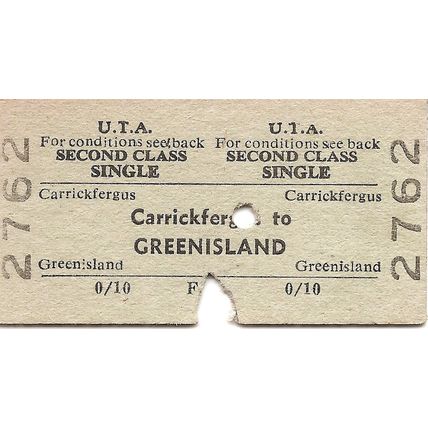 U.T.A. Edmondson Ticket - Carrickfergus to Greenisland