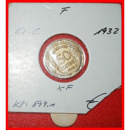 Ⰶ CORNUCOPIAS (1931-1947): FRANCE ★ 50 CENTIMES 1932 ERROR!★LOW START★NO RESERVE