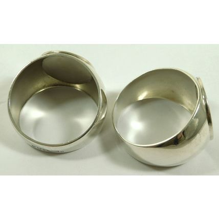 Pair Sampson Mordan & Co Solid Sterling Silver Serviette Napkin Signet Rings