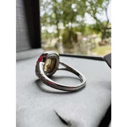 Ring Bomb Party Jewelry Brilliant Yellow & Clear Gems W/ .925 St Silver Band Sz6