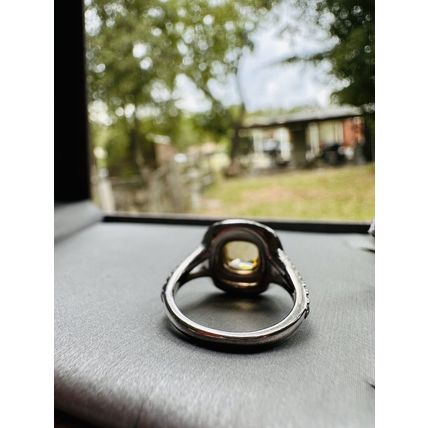 Ring Bomb Party Jewelry Brilliant Yellow & Clear Gems W/ .925 St Silver Band Sz6