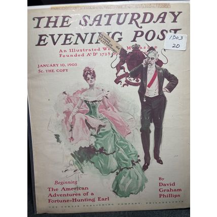 VTG Jan 1903 Saturday Evening Post David Phillip Cover Only Fortune Hunting Earl