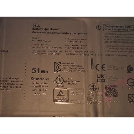 GENUINE Original DELL XPS 13 9315 LAPTOP BATTERY 51Wh YM15G / 0W6D4H