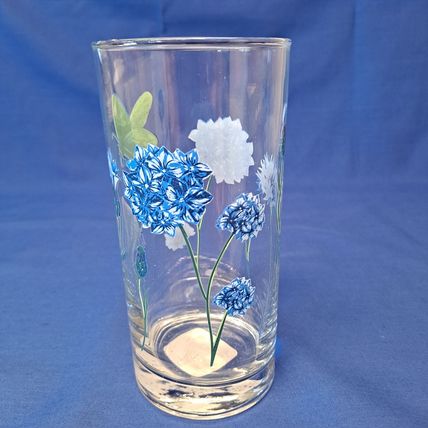 NEW 4 Royal Norfolk BUTTERFLY GLASSES Blue Flowers Tumblers Drink 16 oz