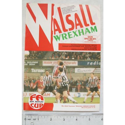 1993 programme Walsall v. Wrexham, FA Challenge Cup Round 1 replay