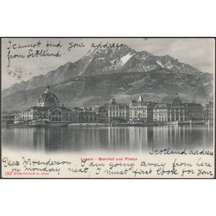 Bahnhof und Pilatus, Luzern, 1905 - Photoglob AK