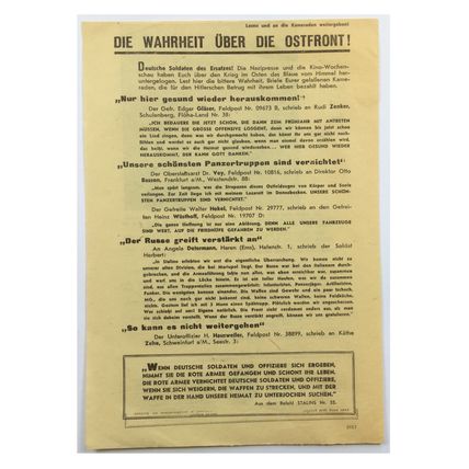 Original WW2 Russian/Soviet Air Drop Propaganda Leaflet. - Code 1390. - 1942.