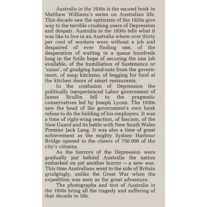 Australia In The 1930's by Matthew Williams. Ref: B0865