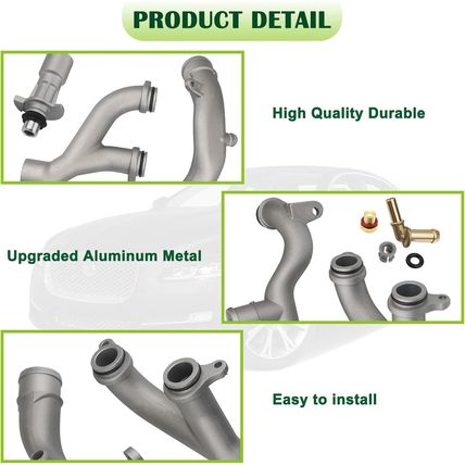 Upgraded Aluminum Coolant Outlet Pipes Kit Compatible with Jaguar,Land Rover Ran