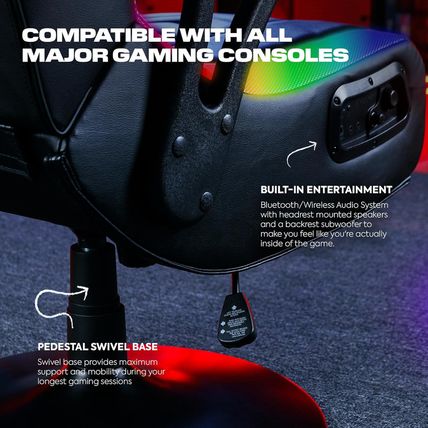 X Rocker PC Computer Video Gaming Office Pedestal Chair, Built in Audio Speakers