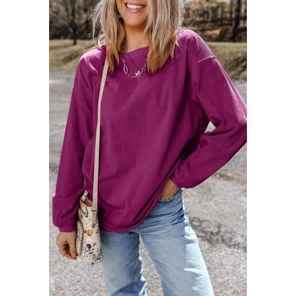 Festival Fuchsia Ribbed Corduroy Oversized Sweatshirt