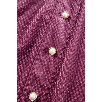 Meadow Mauve Plus Size Textured Velvet Tiered Button V Neck Dress