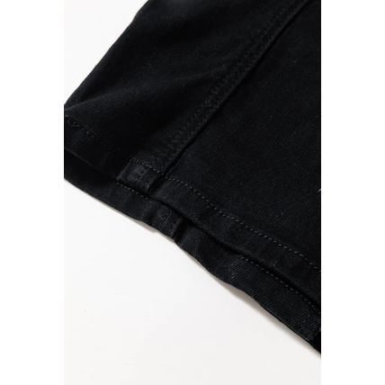 Black Acid Wash Buttoned Cropped Slim Denim Tank Top