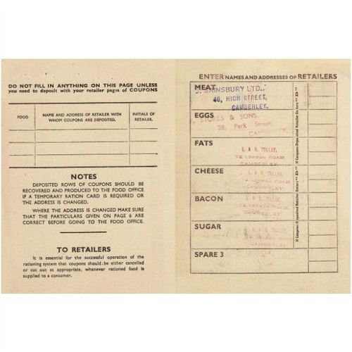 Replica 1950s Ration Book D Hudson Camberley 1951 1952 Ministry of Food