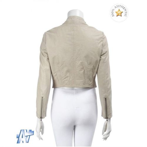 MUUBAA Tokyo Cream Lamb Leather Cropped Biker Jacket BNWT